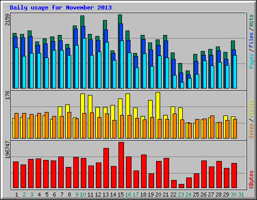 Daily usage for November 2013
