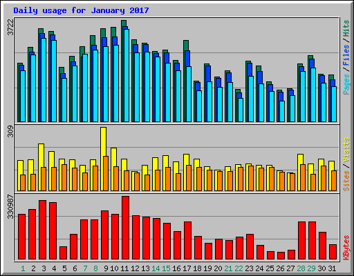 Daily usage for January 2017