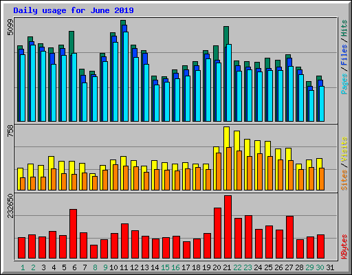 Daily usage for June 2019