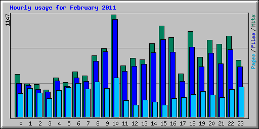 Hourly usage for February 2011