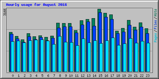 Hourly usage for August 2016