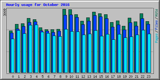 Hourly usage for October 2016