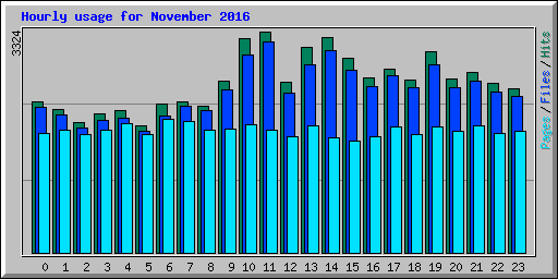 Hourly usage for November 2016